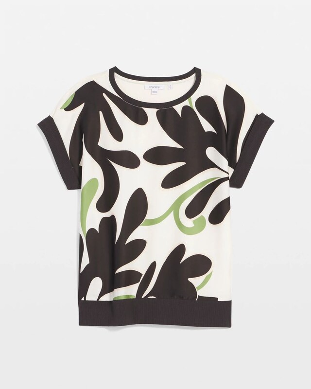 Floral Rib-Knit Satin Top - image 5